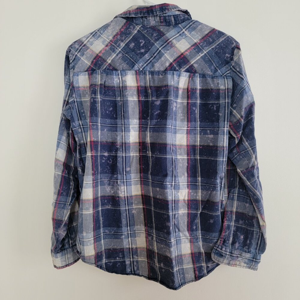 Hippie Laundry Plaid Flannel Bleached Button Up - Picture 2 of 3